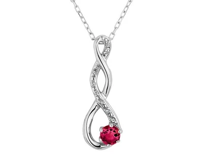 Lab-Created Ruby Infinity Pendant in Sterling Silver with Chain - Image 1 of 2