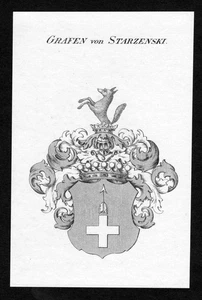 1820 - Starzenski Emblem Nobility Coat of Arms Heraldry Copperplate Engraving - Picture 1 of 1