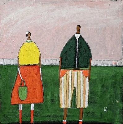 Картина оригинальный абстрактный людей портрет холст женщина причудливый 10 x 10 искусства - Изображение 1 из 4