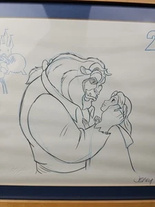 Disney Beauty And The Beast Illustrator Jerry Stout Signed And Framed 2000 12x15 - Picture 1 of 9