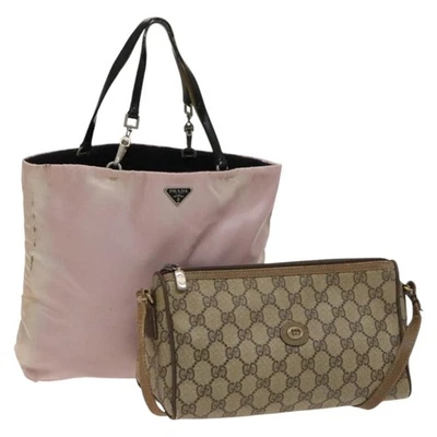 GUCCI PRADA GG Supreme Bolso de Hombro Nylon PVC 2 Set Rosa Beige Auténtico BA3733 Foto 1 de 4