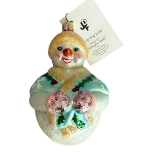 Christopher Radko Jolly Wrap Junior Snowman Glass Christmas Holiday Ornament JDF - Picture 1 of 8