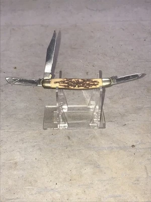 Navaja de bolsillo plegable Schrade+ EE. UU. 897UH tío Henry Stockman Staglon 3 hojas Foto 1 de 4