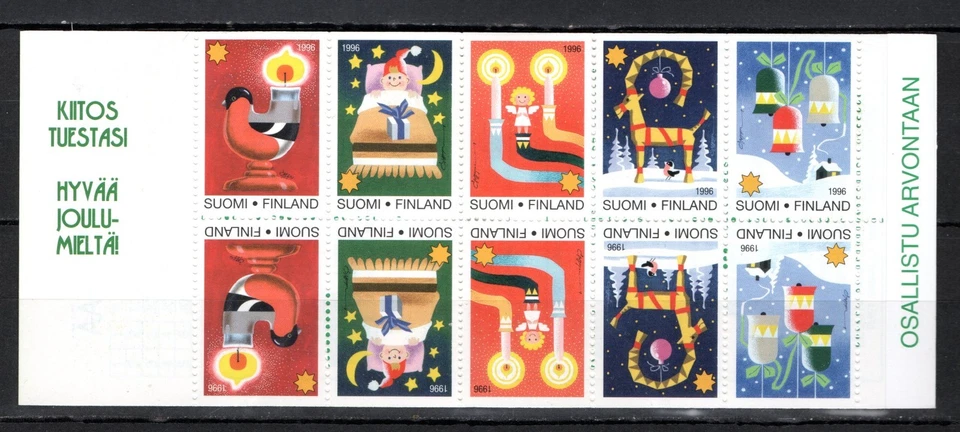 SELLOS FINLANDIA- Sellos de Navidad, Juego de 5 x2, Folleto, 1996-** Foto 1 de 1