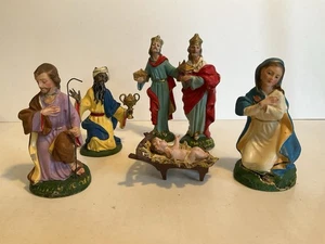 Vintage Krippenfiguren handbemalt Italien Weise Männer Maria Jesus Josef - Bild 1 von 14