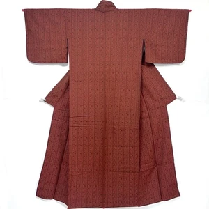 Vintage Japanese Men’s Kimono Brown Red Woven Geometric Classic mint kokuho - Picture 1 of 12