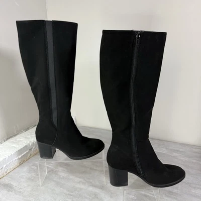 Me Too черная замша кожа над колена блок каблука ботинки Sz 6,5 - Изображение 1 из 4