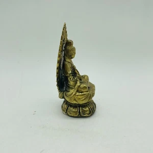 "Estatua de Buda tibetano miniatura de bronce macizo de 3""" - Imagen 1 de 7