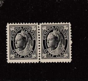 CANADA (MK137) # 66 VF-MNH INK DYE ON 1 GUM 2cts QV MAPLE/LEAF PAIR CAT VAL $120 - Bild 1 von 1