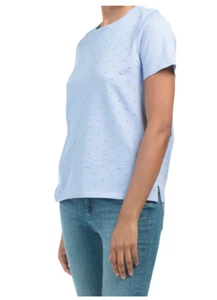 ANNE KLEIN Damen Strickpullover strukturiert Punkte Kurzarm Large - Bild 1 von 5