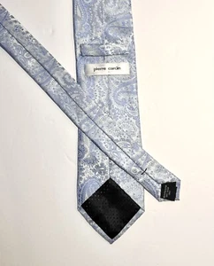 Pierre Cardin Men’s Light Blue Paisley Floral Handmade Necktie 100% Polyester - Picture 1 of 4