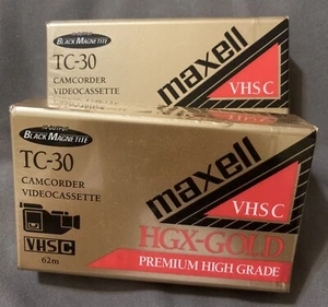 2 - Maxell VHS-C TC-30 HGX-Gold Camcorder Videocassette NEW AND SEALED - Picture 1 of 2