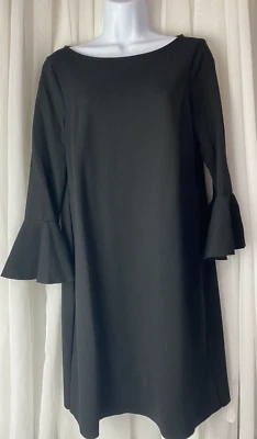 Three Dots Women's Medium Black Stretch Boat-Neck Shift Cocktail Dress - Image 1 of 4