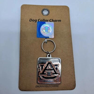 NCAA Castaño Rojizo Tigres Collar Perro Dije Grabable Llavero Plata Naranja Foto 1 de 4