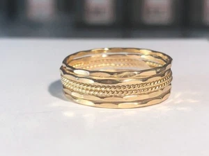 6 Pcs Brass Stacking rings Minimalist Twisted & Hammered Band Women Jewelry Gift - Picture 1 of 4