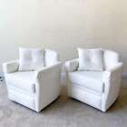 Postmodern White Micro Suede Lounge Chairs