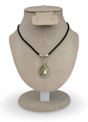 LIA SOPHIA 18 " SILVER TONE ABALONE SHELL PENDANT CHOKERNECKLACE WITH BLACK CORD - Image 1 of 4