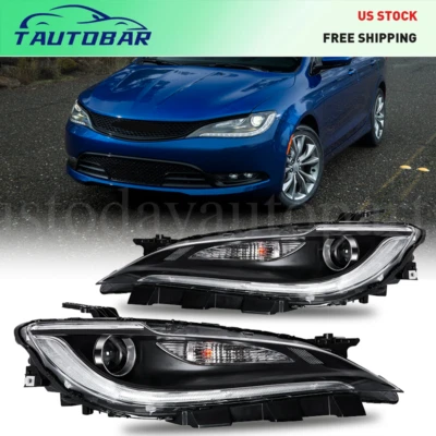 Headlight For 2015-2017 Chrysler 200 Chrome Trim w/ LED DRL Halogen Left Right - Image 1 of 4
