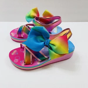 JOJO SIWA Girls Rainbow Bow Sandals Shoes Size 4 NEW - Picture 1 of 5