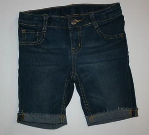 New Crazy 8 Girls Shorts 4 year Stretch Denim Blue Jean Cuffed Bermuda Dark Wash - Picture 1 of 2