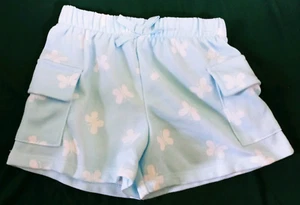 365 KIDS GARANIMALS Girl sz 6 Blue Butterfly Floral Shorts 2 Pocket Bow Front - Picture 1 of 2