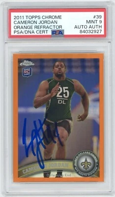 Cameron Jordan 2011 Topps Chrome Orange Refractor Autographed #39 Signed PSA 9 - Image 1 of 3