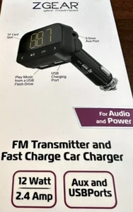 ZGear FM Transmitter & Fast Charging Car Charger - 12 watt 2.4 amp Aux & USBport - Bild 1 von 1