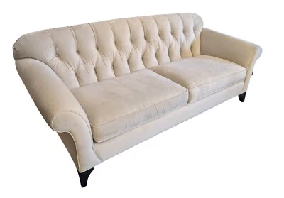 Arhaus Preston Couch Sofa Light Grey Gray Made In USA Tufted Microfiber EUC - Image 1 of 4