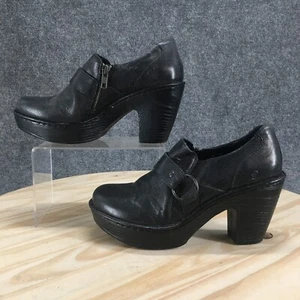 Born Shoes Womens 8M Dollie Platform Clog Black Leather Casual Block Heel D14403 - Picture 1 of 17
