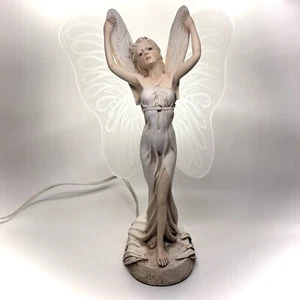 Fairy Lamp w/Glass Wings Desk Nightstand Light Angel Guardian Figure 14” Plug In - Picture 1 of 7