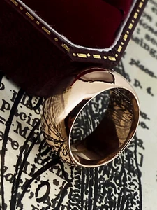 Art-Deco c1930's Angus & Coote 9K Rose Gold 10mm Wide Rounded Band / Ring - Picture 1 of 7