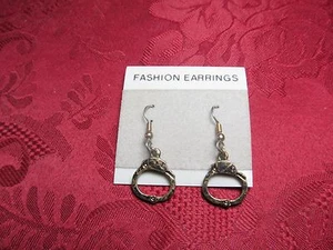 Unique Goldtone Handcuffs Earring Pair 40mm - Picture 1 of 2