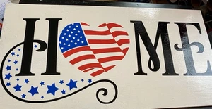 Large Home America Solid Wood White Stained Sign 20x10" - Picture 1 of 5