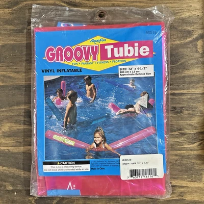 VTG NOS 72" x 4.5" Inflatable See-Thru Pink VINYL 1995 Poolmaster Groovy Tubie - Image 1 of 2