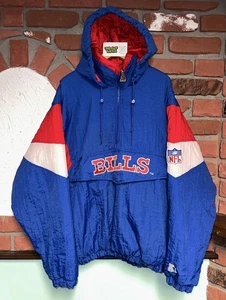 Vintage NFL Starter Buffalo Bills Blue/Red/White Script Pullover Jacket Large L - Picture 1 of 7