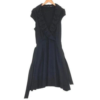 Vestido Saks Fifth Avenue para mujer negro rayón cuello en V ajuste y estilo hasta la rodilla talla 12 Foto 1 de 4