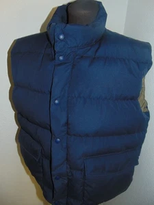 VTG Cabela's Premier Goose Down Puffer Vest Men's L/Reg Navy Blue Snaps VGC - Picture 1 of 4