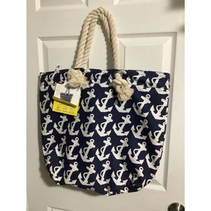 Borsa tote mare gru ancoraggio nautica con cerniera blu borsetta manico corda resistente - Foto 1 di 1