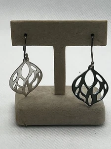 Pendientes de hoja de plata de ley .925 vintage - Imagen 1 de 10