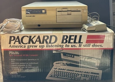 Packard Bell PB686-S4 "New Enhanced AT/286 Computer" con scatola originale ~ Vintage - Immagine 1 di 4