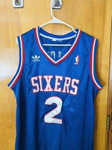 Adidas NBA Philadelphia Sixers Moses Malone #2 Men’s XXL Blue Jersey HWC Read - Picture 1 of 9
