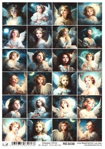 Reispapier A4 Strohseide Decoupage Vintage Weihnachten Engel Kind RE3036 - Bild 1 von 1