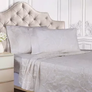 Cotton Blend Paisley Modern Wrinkle Resistant Deep Pocket Fitted Bed Sheet Set - Picture 1 of 49