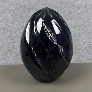 Art Glass Egg Shaped Paperweight Swirl Dark Purple Decor 5"H - Picture 1 of 9