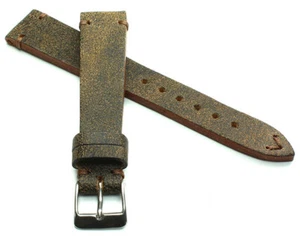 19mm /16 Germany made Vintage Band Retro Look Uhrenarmband Distressed braun - Picture 1 of 3
