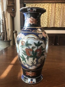 Japanische antike Keramikvase chinesisch verdrahtet handbemalt Blumenmuster Pfau - Bild 1 von 11