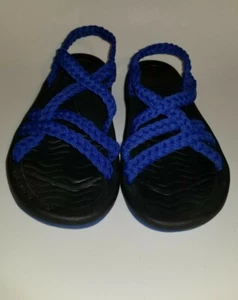 Megnya Sandals Womens 11 Braided Comfort Slip On Walking Strappy Slingback Blue - Picture 1 of 6