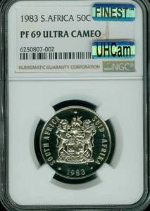 1983 SOUTH AFRICA 50 CENTS NGC PF69 MAC UHCam FINEST GRADE MAC SPOTLESS * - Picture 1 of 2