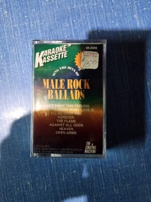 Male Rock Ballads Karaoke Cassette Tape w/ Sing-A-Long Lyric Sheets 8 Songs  - Image 1 of 2