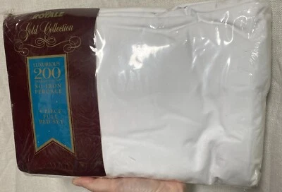 Royale Gold Collection WHITE 4 Piece FULL Bed Set 200 Thread Count USA - Image 1 of 4